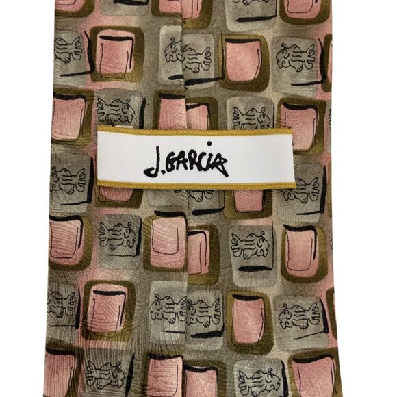 J Garcia Tie Fish Ltd Edition Collection 42 Pink Green Silk Geometric 2006 - Picture 3 of 5